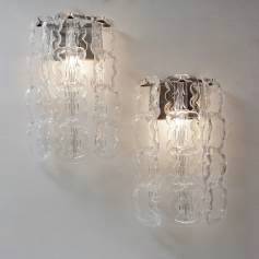 Angelo Mangiarotti style wall lights, Murano glass chain link, 1970`s ca, Italian